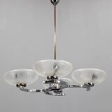 1950s Chrome and Glass Chandelier by Napako, Czechoslovakia