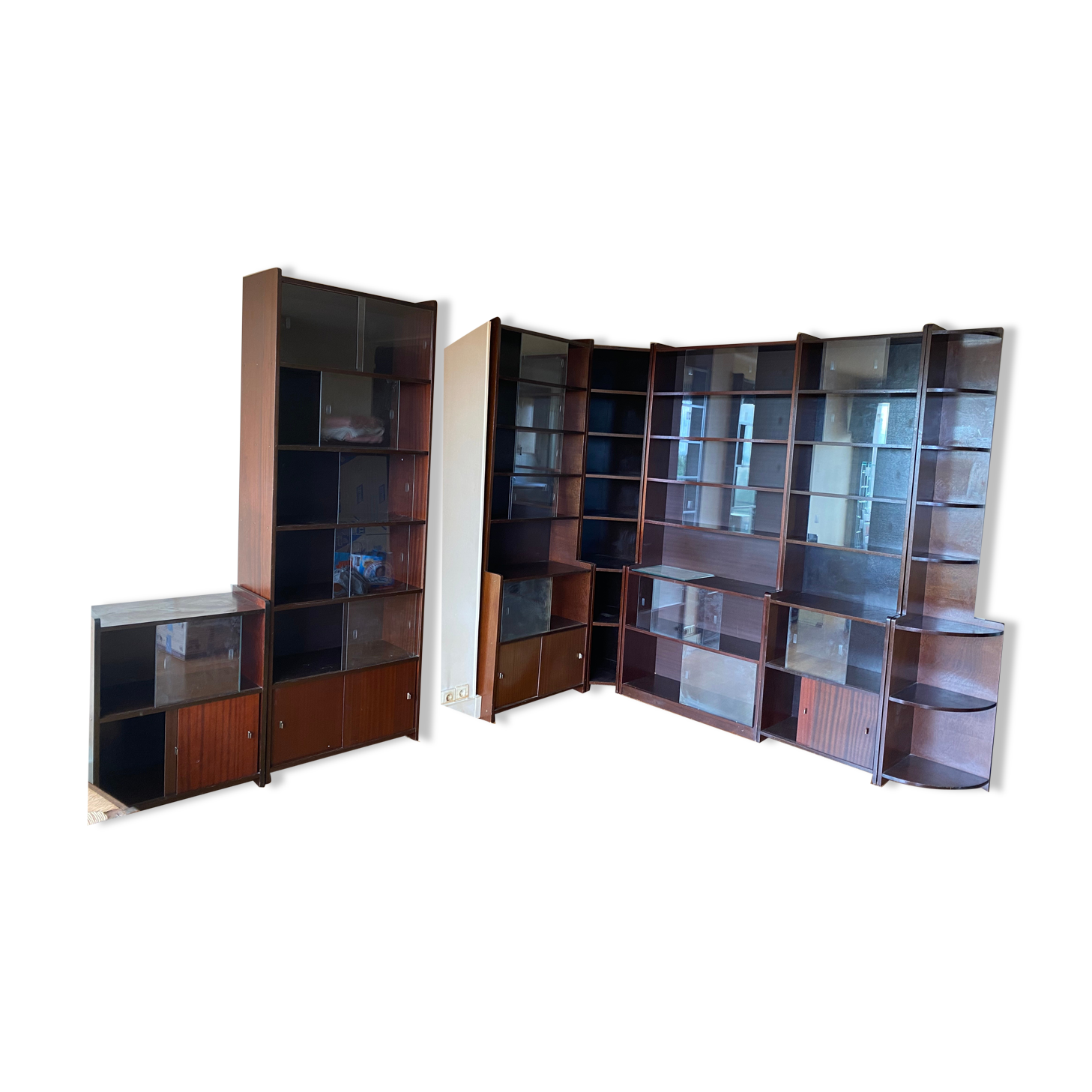 Wooden bookcase shelves