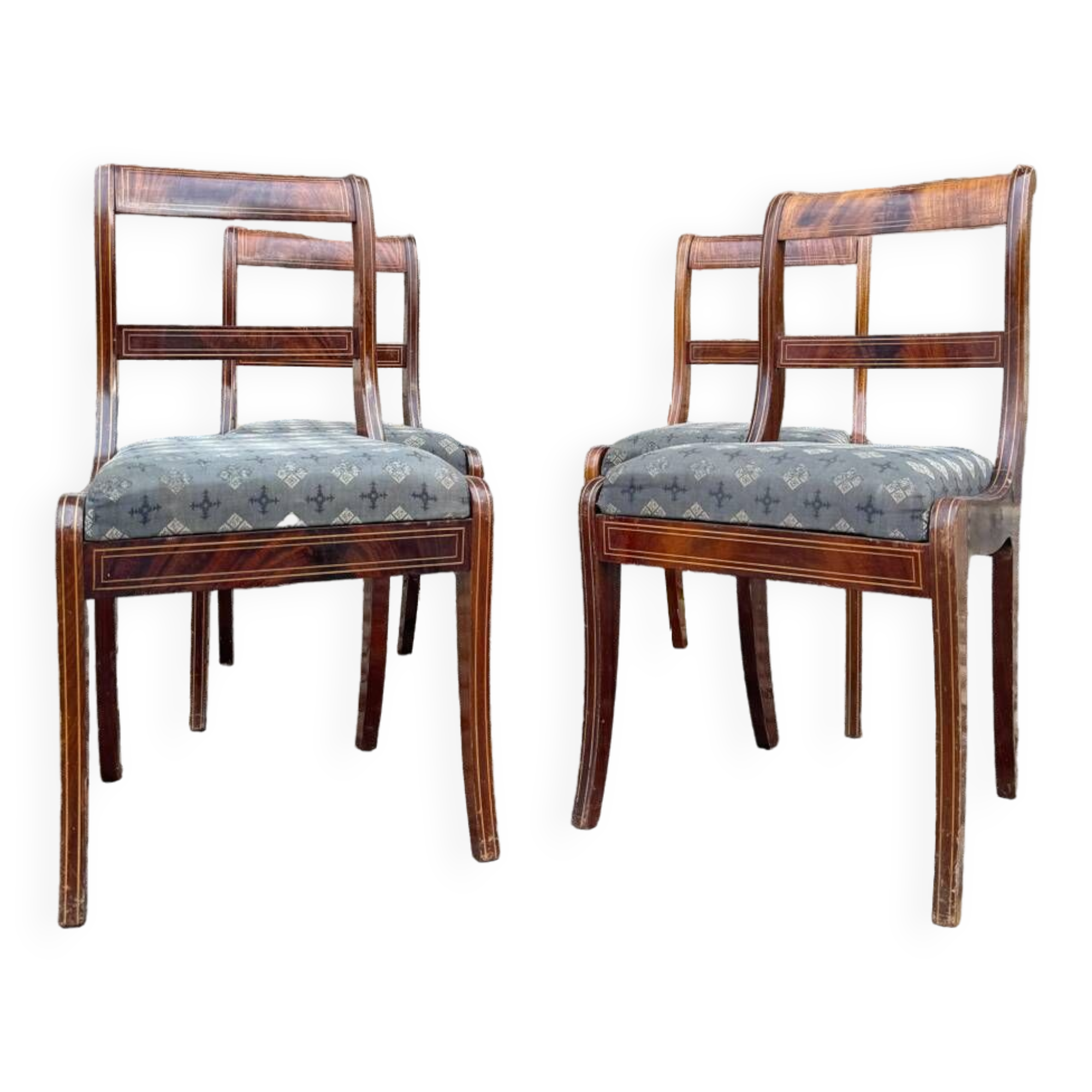 Suite De Quatre Chaises De Salle à Manger En Acajou D’époque Charles X XIX Eme Siècle