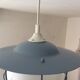 Suspension of the 70s cage in blue metal and frosted glass