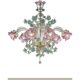 Ornate Venetian Pink and Green Floreal Murano Glass Chandelier