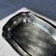 Silver metal serving dish oval rectangular high edges 30.5 x 21