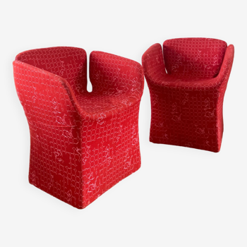 2 armchairs Moroso Bloomy red