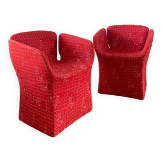 2 fauteuils Moroso Bloomy rouge