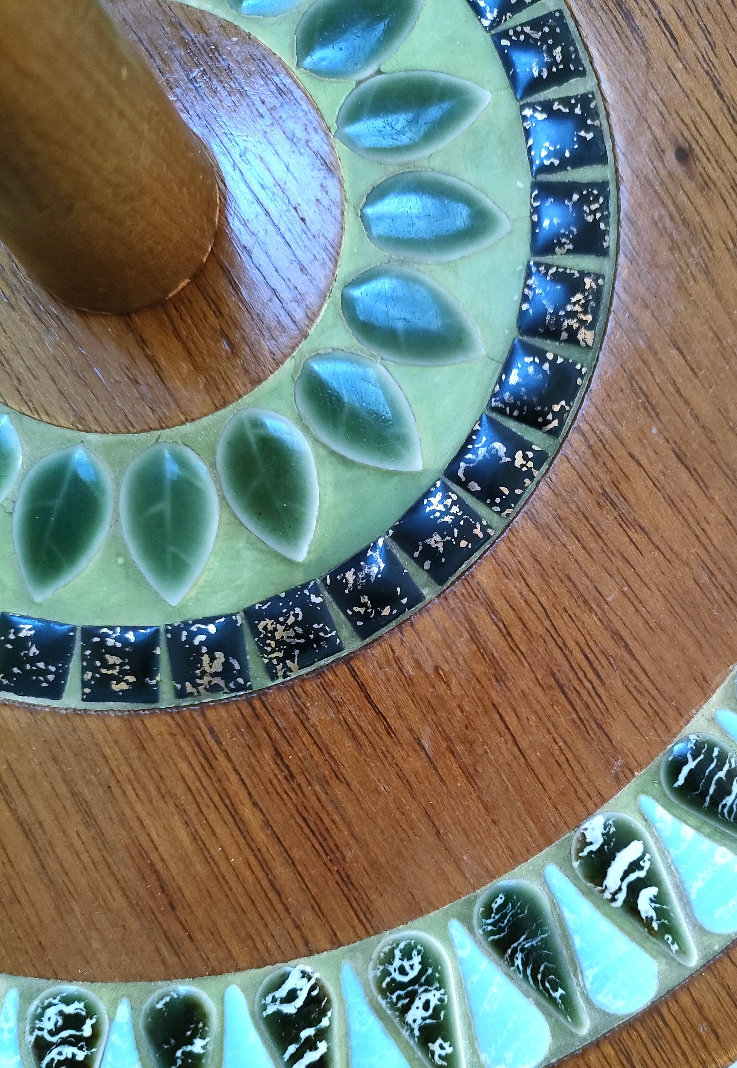 Wooden cheese tray with vintage enameled decor