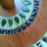 Plateau à fromages bois décor émaillé vintage