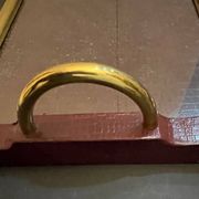 Old leather and gold metal tray