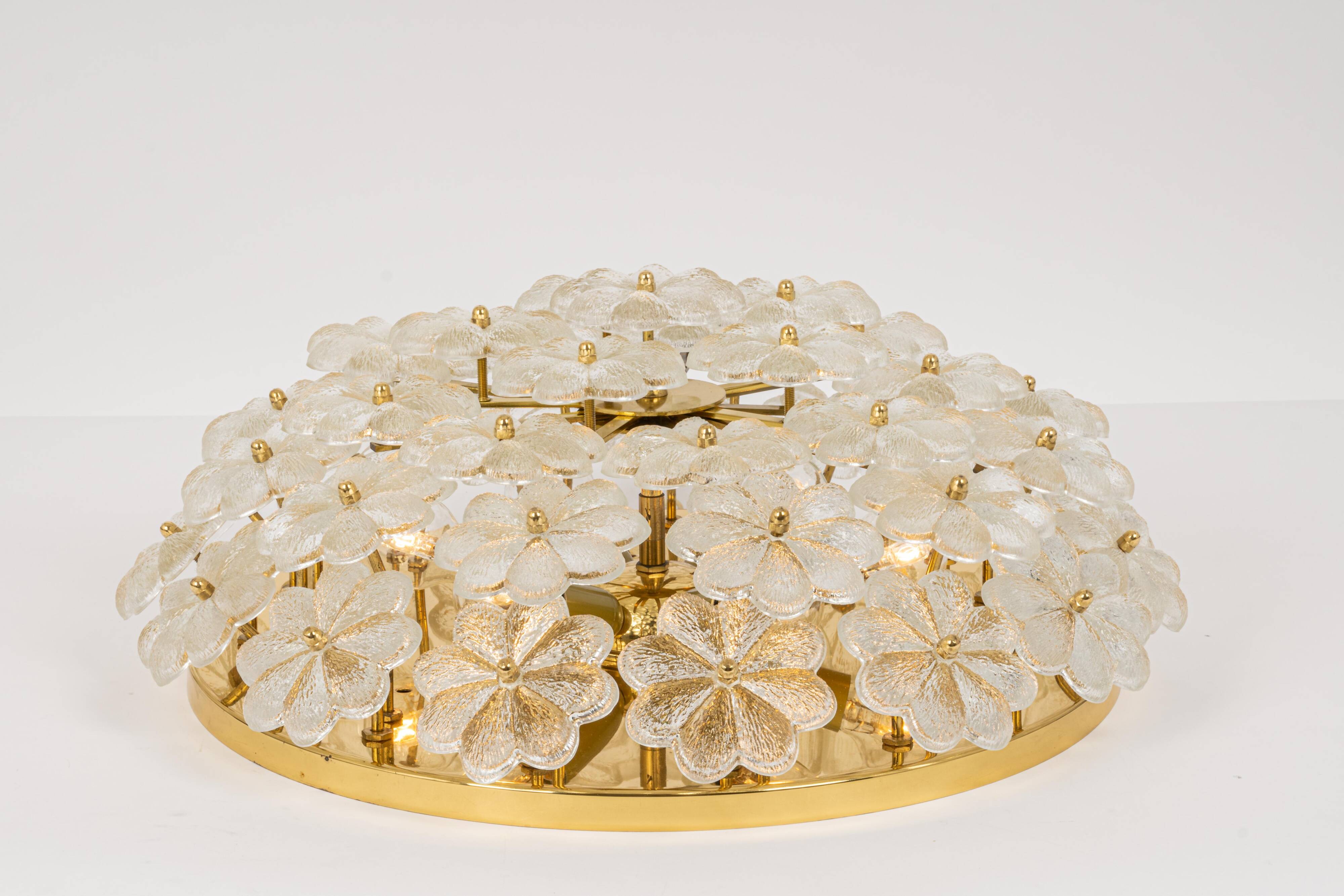 plafonnier fleur en verre Murano par Ernst Palme, Allemagne, années 1970