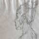 Croquis au crayon sur papier de robert haisley, figure contemporaine debout (étude de profil)