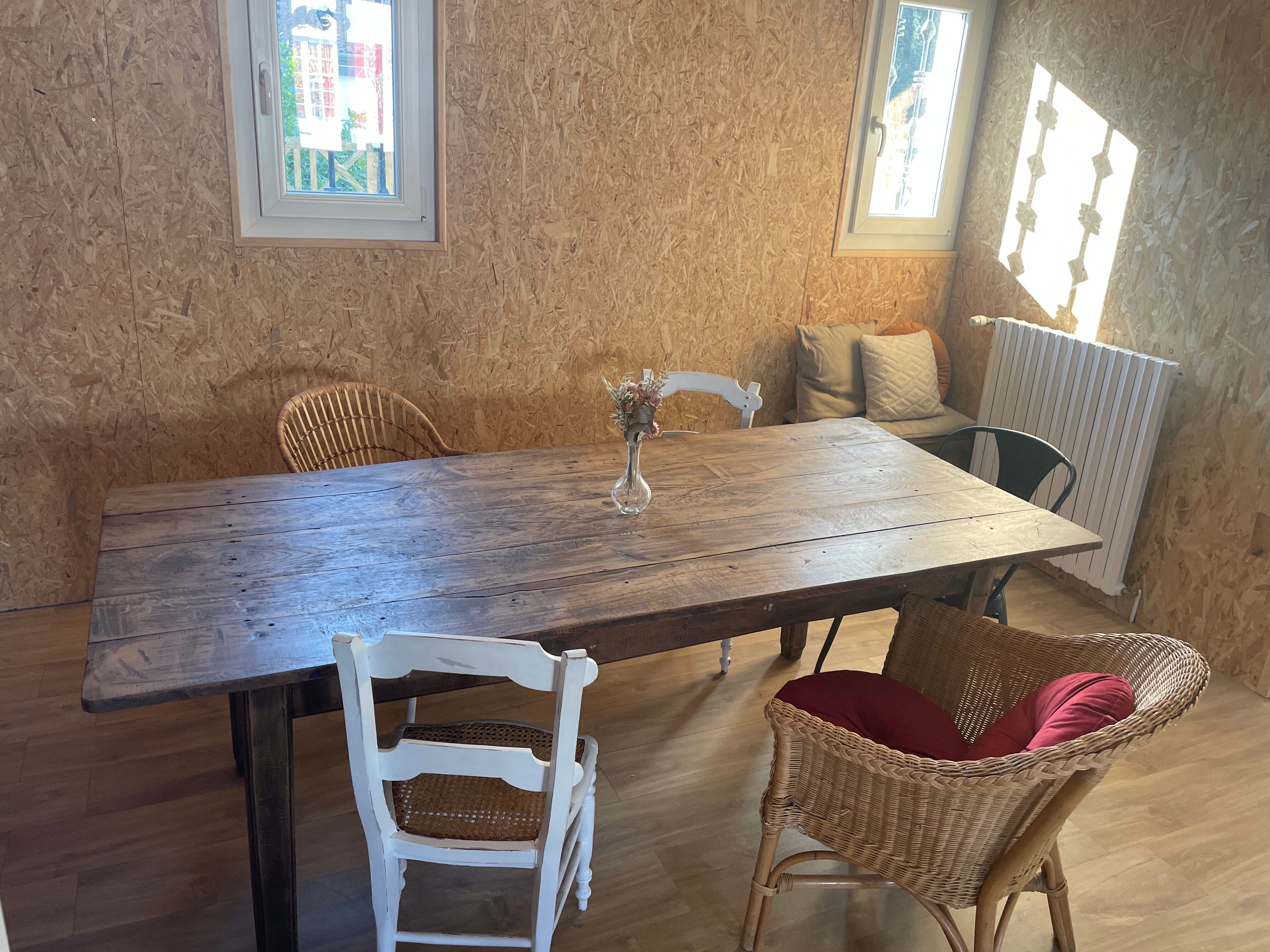 Vintage wooden farmhouse table