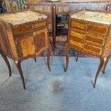 Pair of Louis XV Style Bedside Tables in Rosewood Marquetry