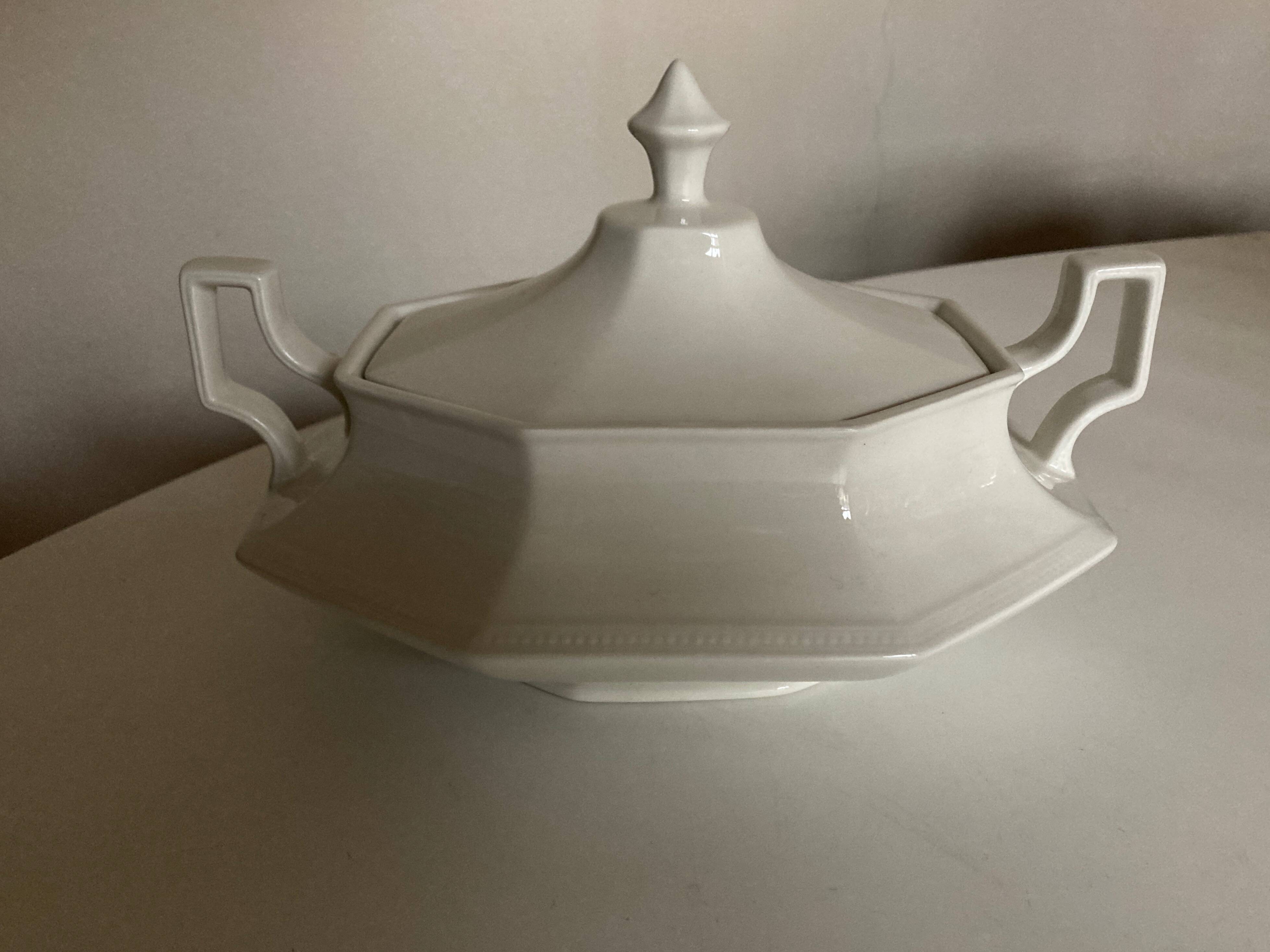 Légumier octogonal perles directoire neo classique Greek Revival anglais 19e
