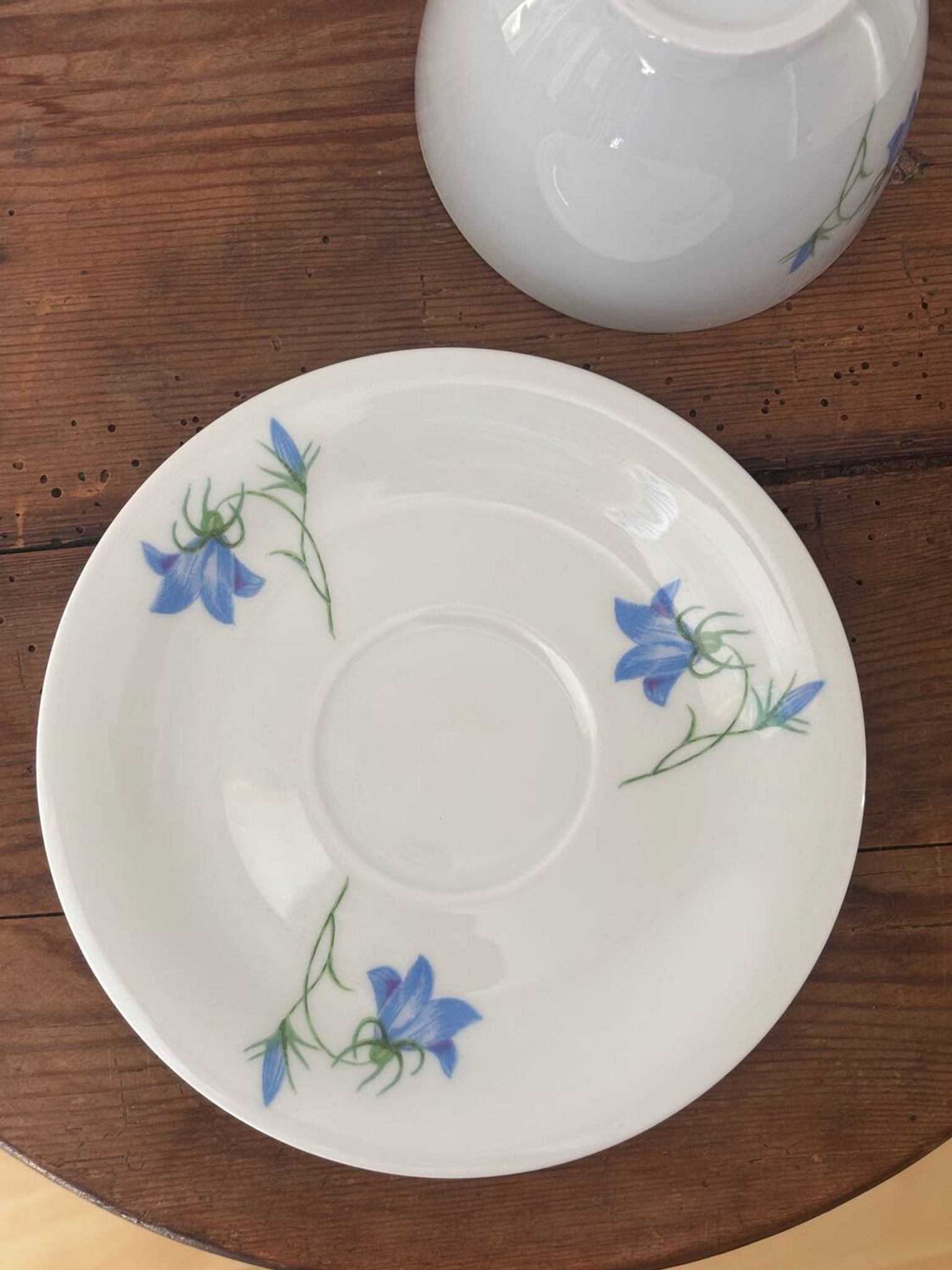 Superb cup and saucer with blue flowers, Limoges porcelain, monkey