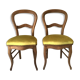 Paire de chaises en velours vert doré style Louis Philippe