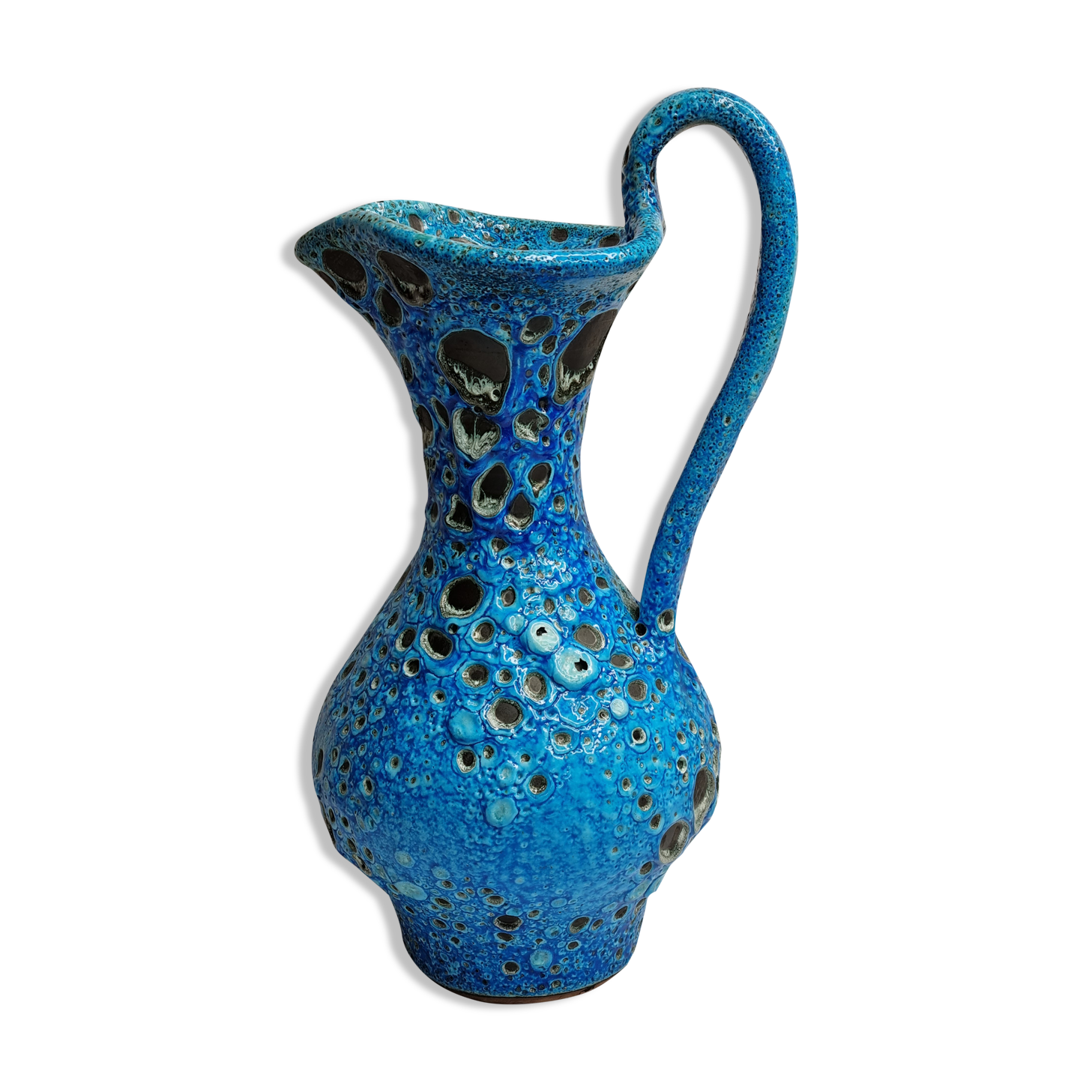 Mud amphora fat lava sea foam, Vallauris, vintage, 35 cm