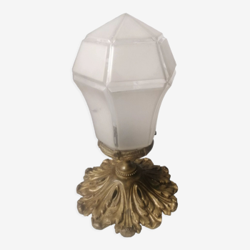 Art Deco ceiling lamp in glass and chiseled bronze