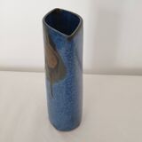 Ceramic vase with blue glaze 25cm Signed Jean Cacheleux Puisaye