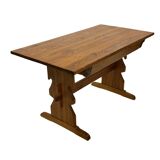 Vintage Pinewood Dining Table Desk with Drawer 60s Design