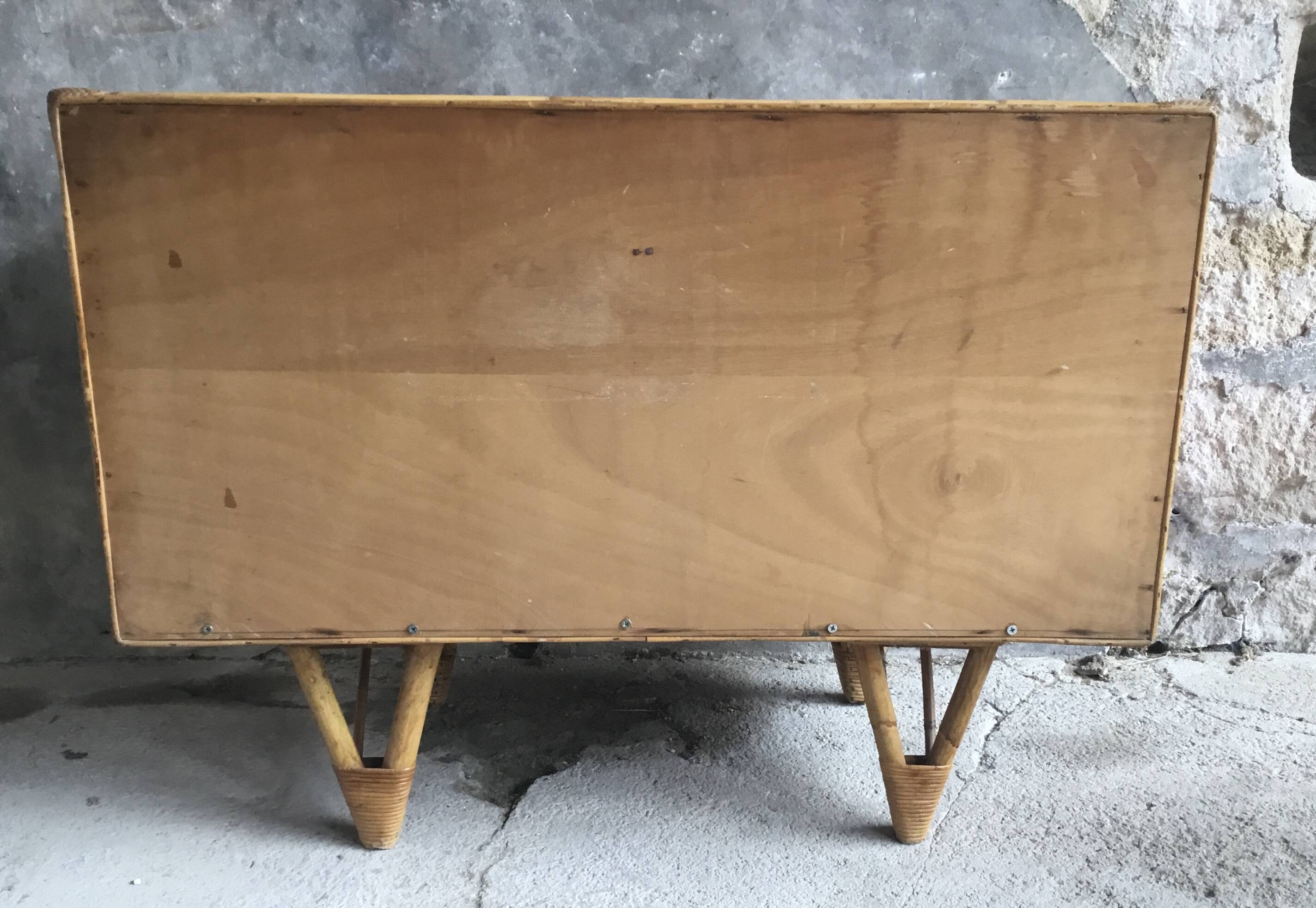 Bamboo and rattan chest of drawers - vintage 1960s