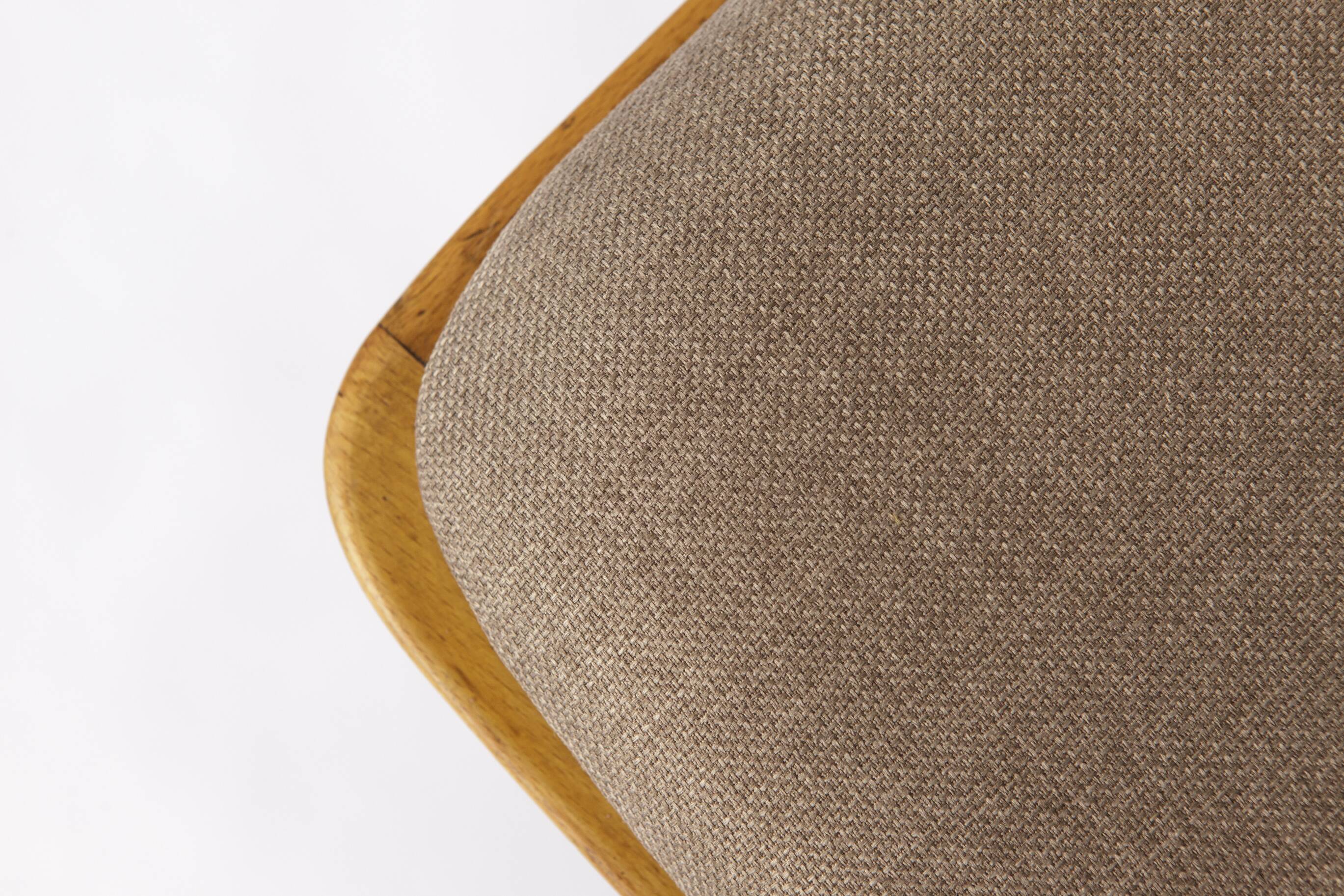 Vintage Beech Wood Kitchen Chair – 1960s German Design, Grey Upholstery