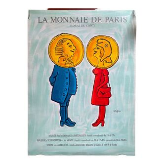 Affiche originale "La Monnaie de Paris" Raymond Savignac 39x53cm 1981
