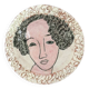 Handmade ceramic wall hanging portrait enameled medallion