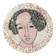 Handmade ceramic wall hanging portrait enameled medallion