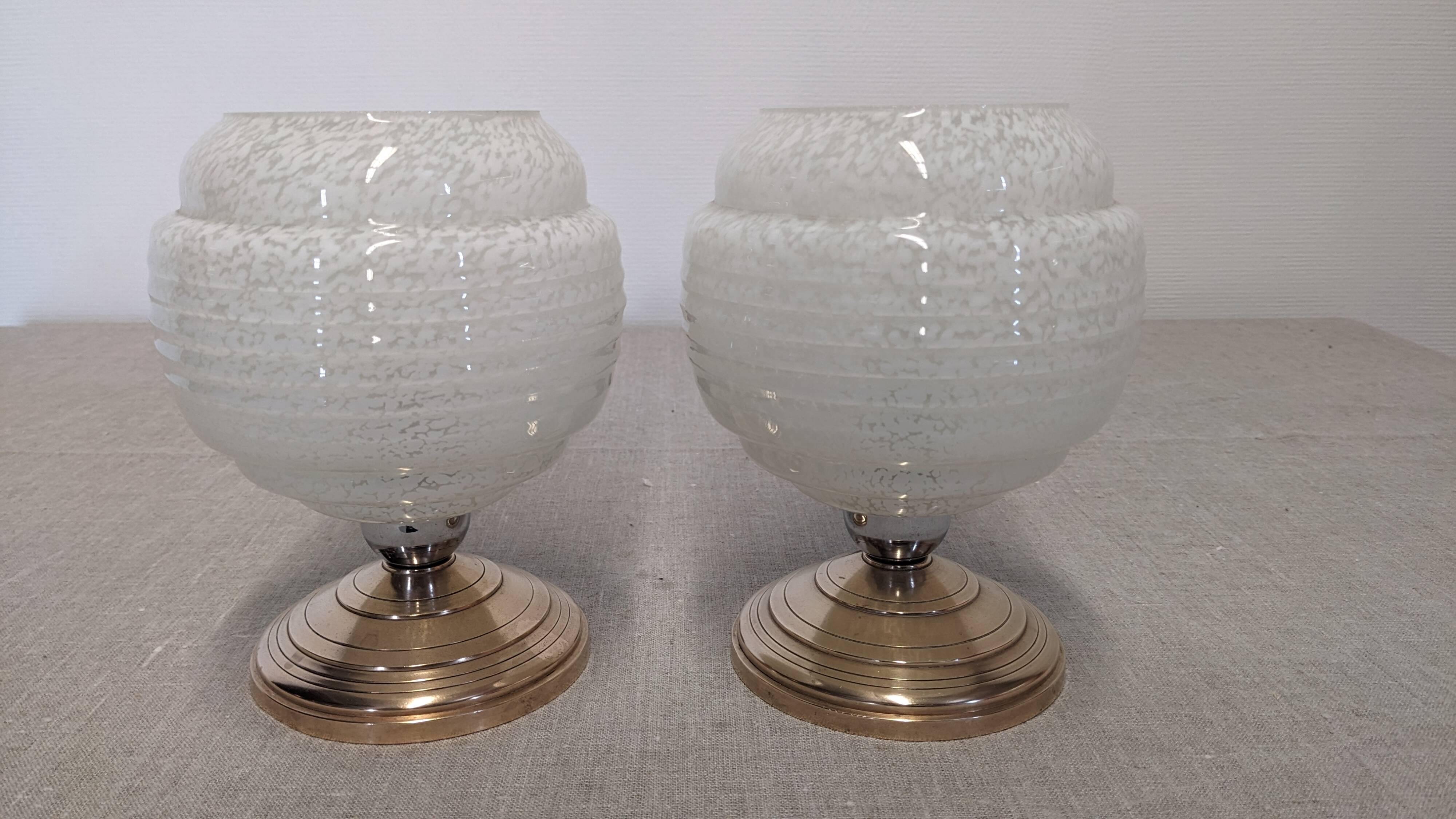 Pair of Art Deco style bedside or mood lamps