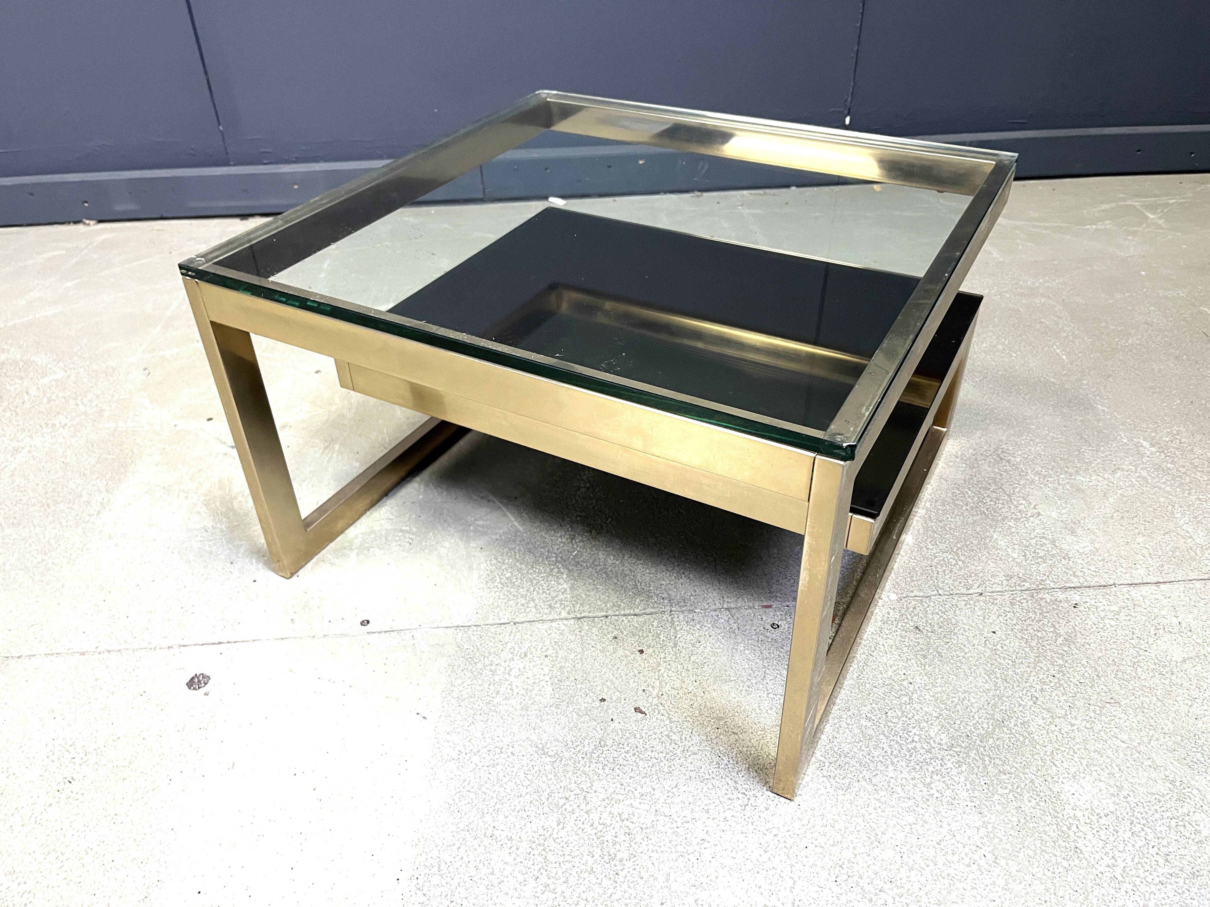 Vintage 23kt gold layered G shaped coffee table by Belgochrom, 1970s