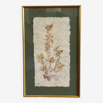 Vintage herbarium frame dried flowers 70s