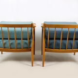 Mid-Century Scandinavian Blue & Turquoise Armchairs, 1960s, Set of 2