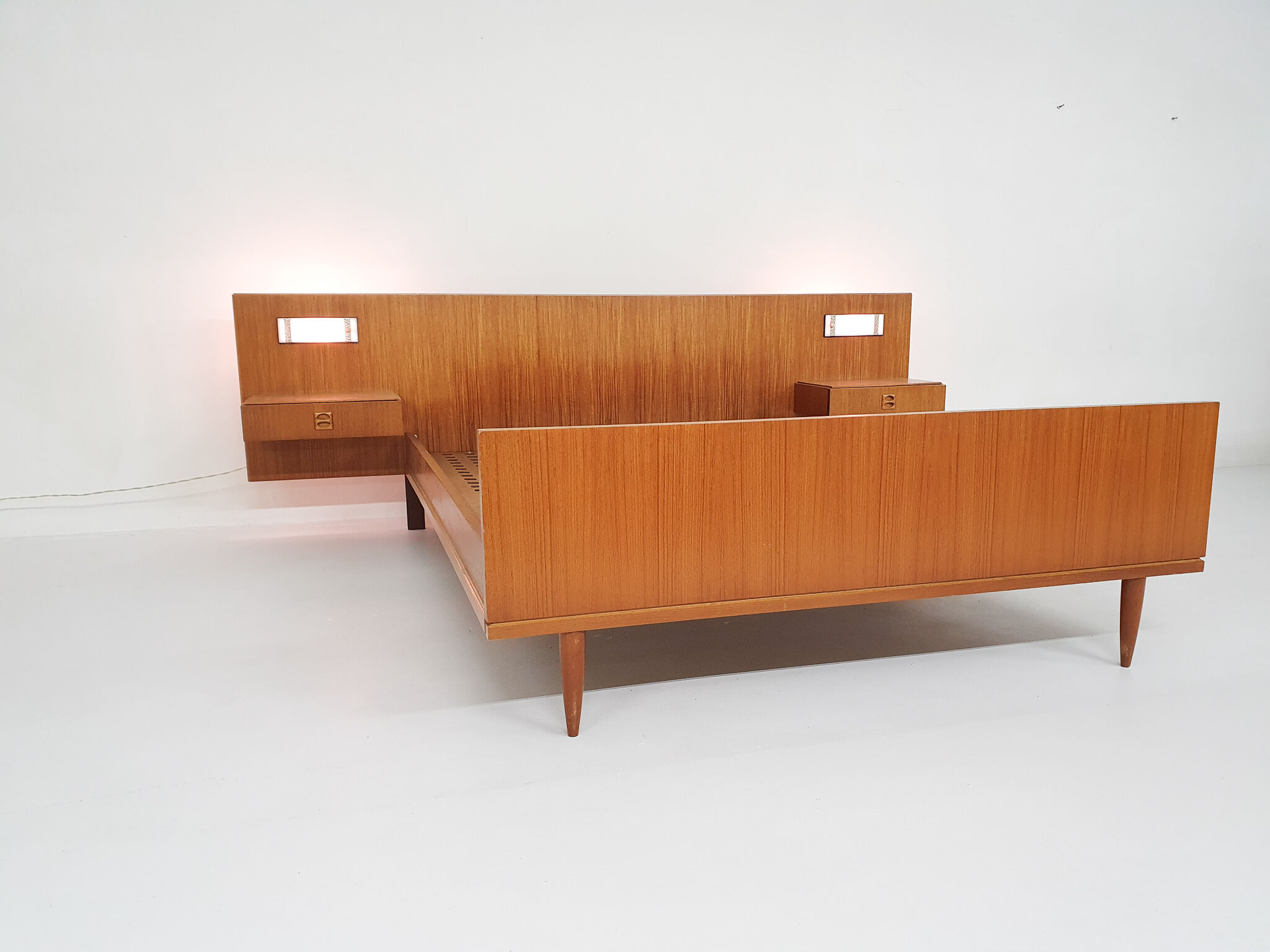 Scandinavian modern teak bed, Denmark 1950's