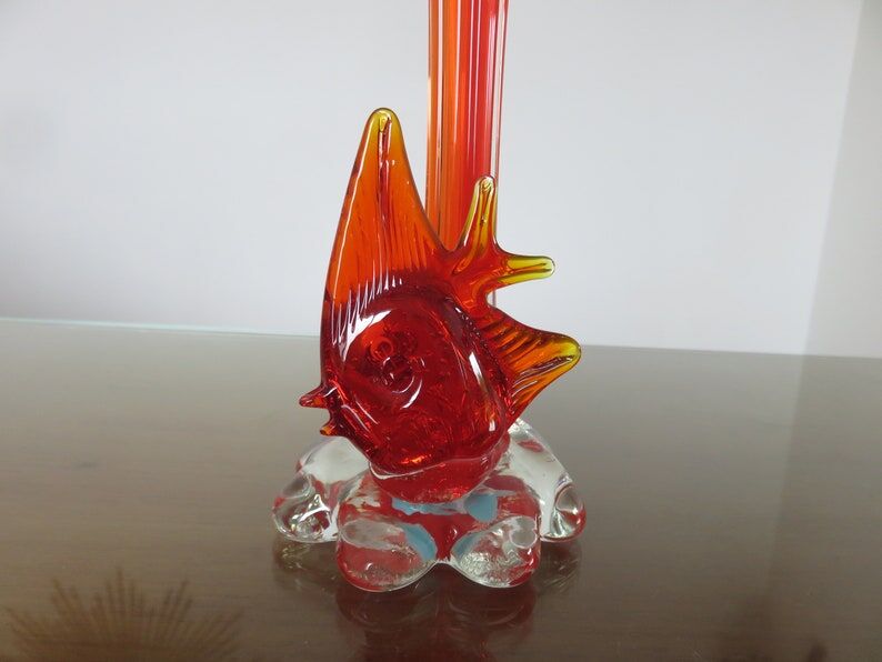 Soliflore murano "poisson" orange années 70