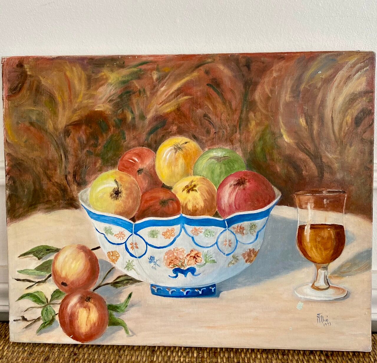 Still life in oil fruit cup