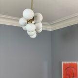 Italian opalglass and brass bubble lamp 1950