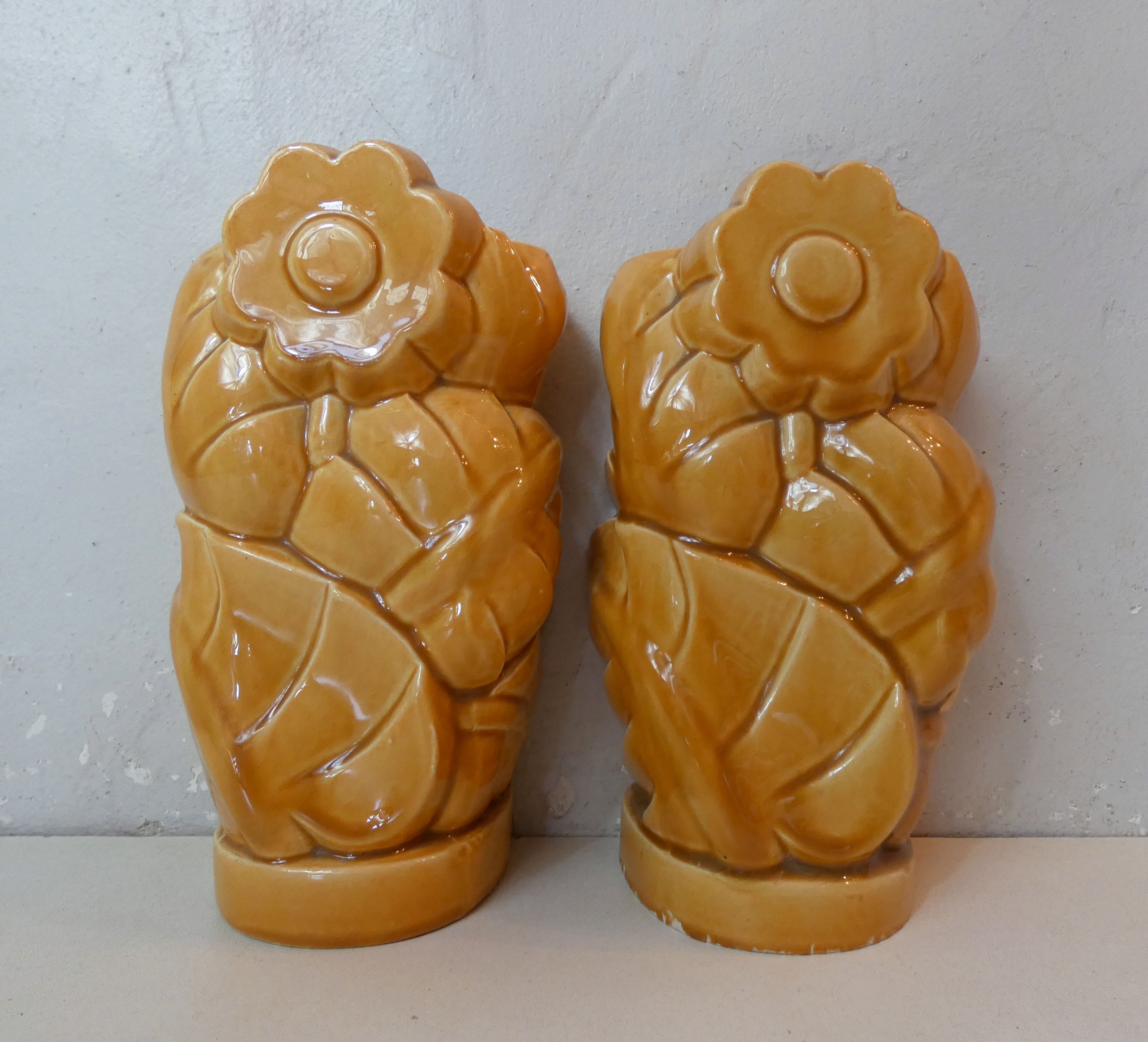 pair of vases in faience Saint Clement slurry art deco