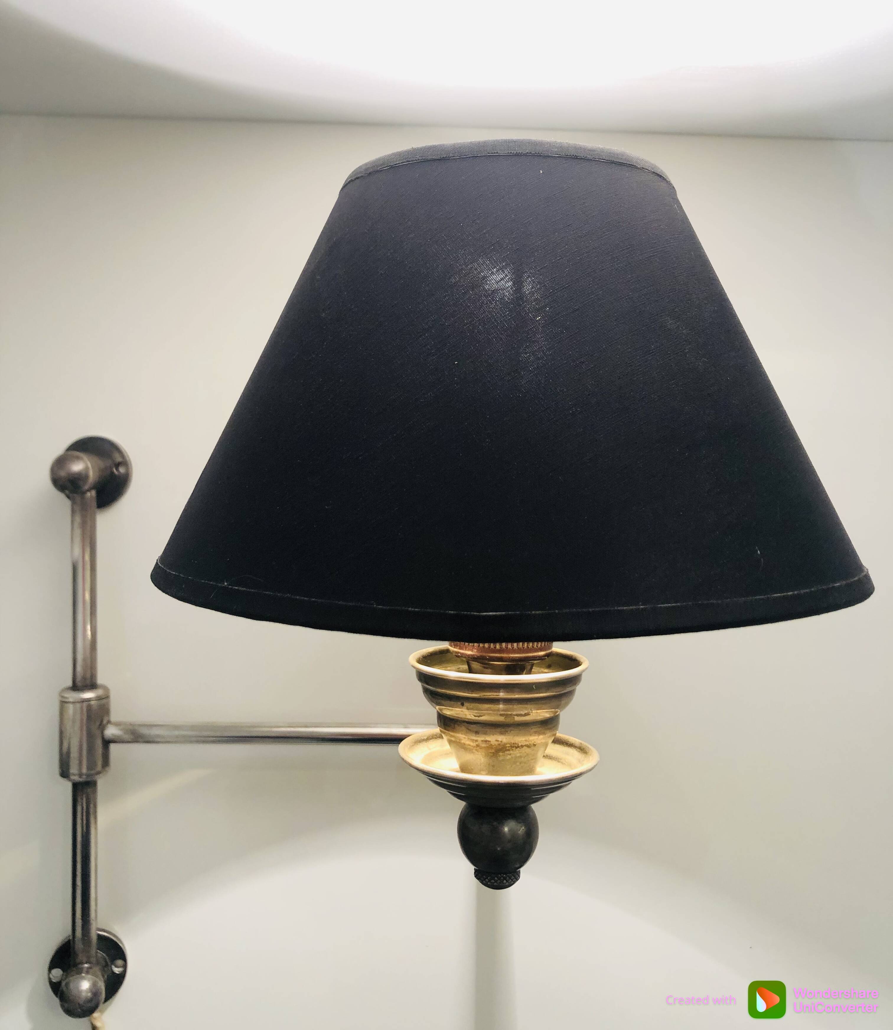 Articulated wall light in patinated nickel Chehoma 1987