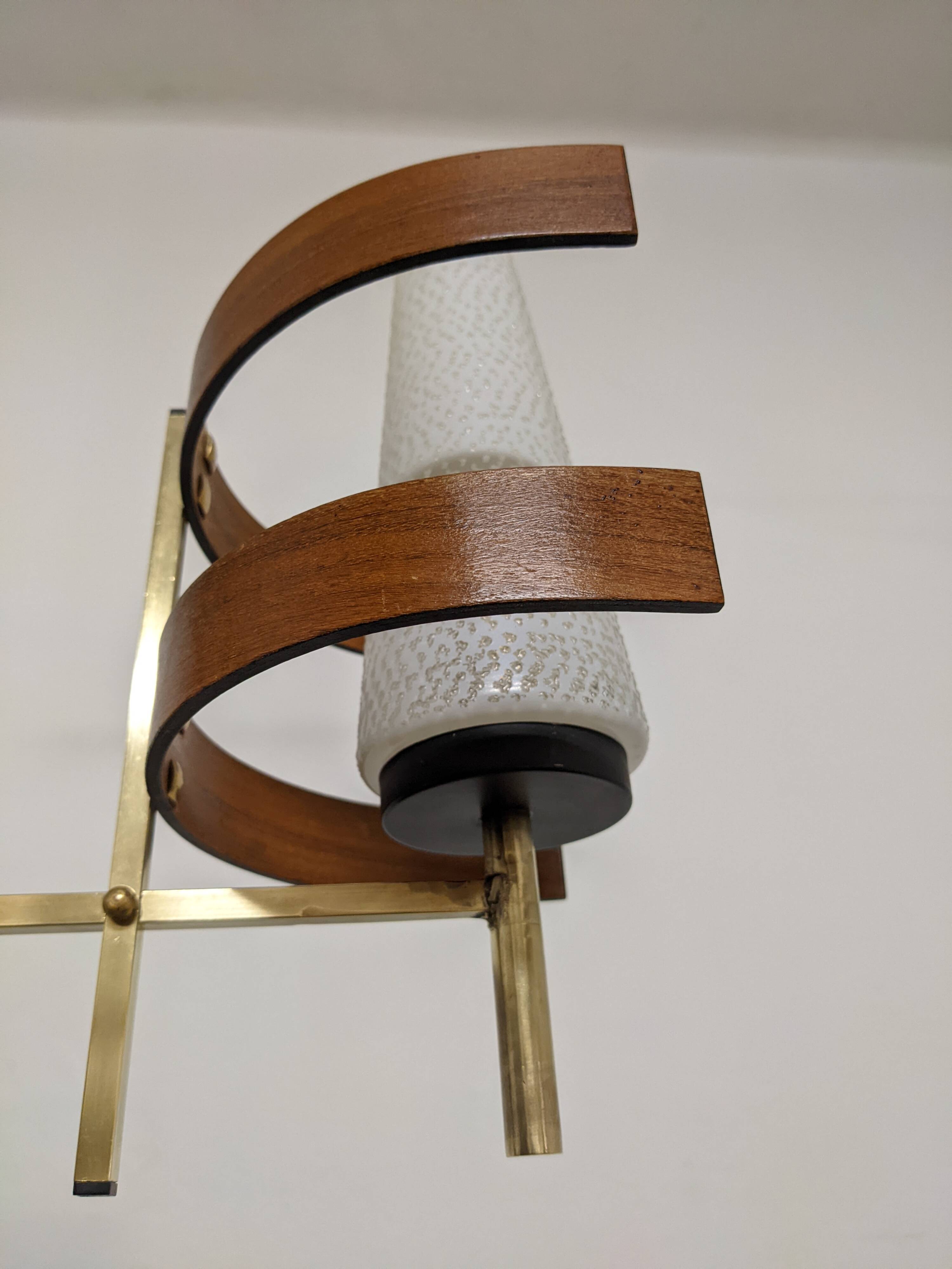 Scandinavian teak and brass chandelier from the 50s/60s