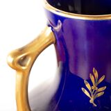 Neo-Classical style porcelain vase, cobal blue, Pinon-Heuzé 1930.