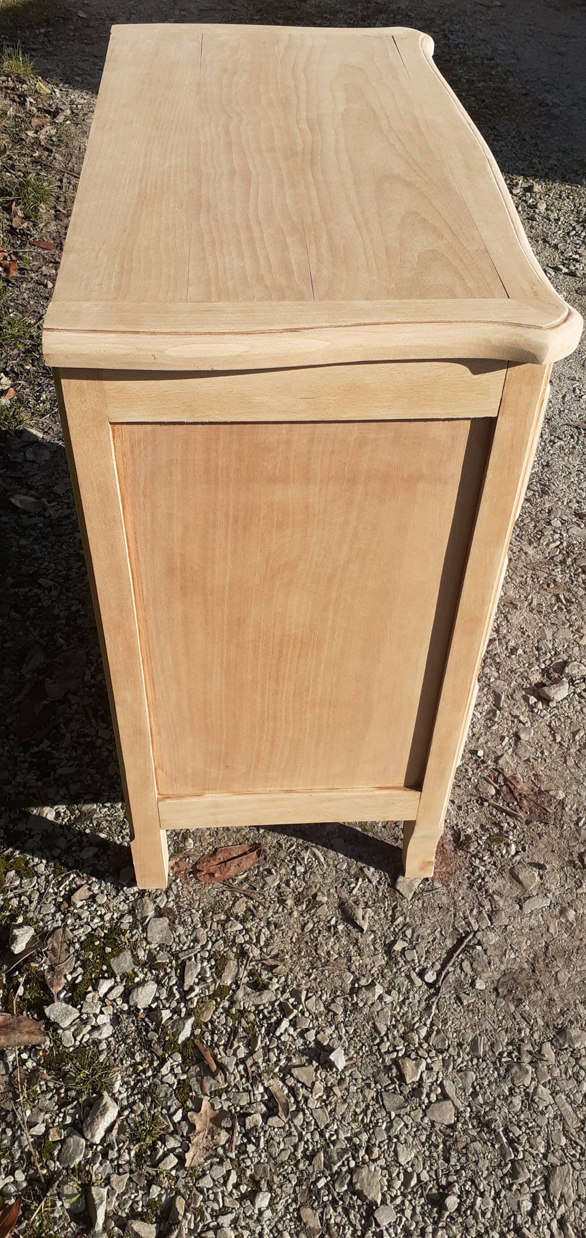 Commode 3 tiroirs style Louis XV en chêne massif bois brut