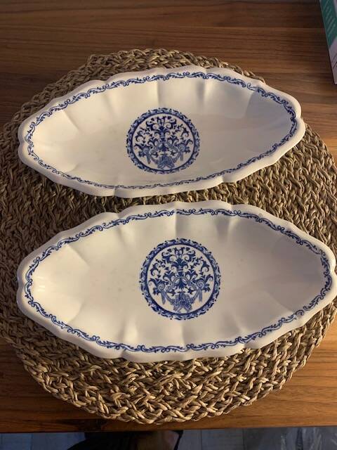 2 small oval dishes in Gien Rouan earthenware