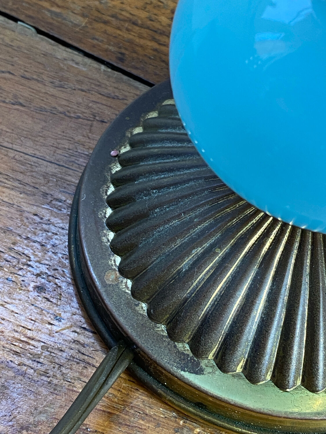 Blue opaline lamp and brass