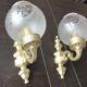 Pair of wall lamps in gilded metal and frosted glass art deco style