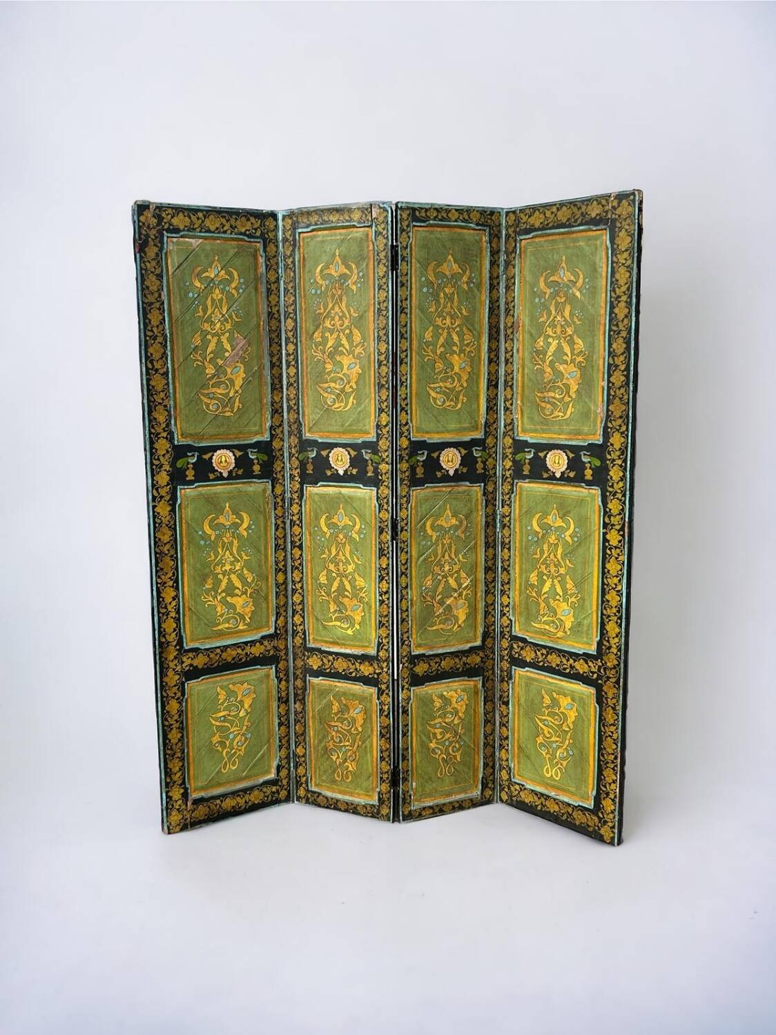 Painted Wooden Screen India 19th H 206 XL 171 Cm