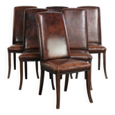Characterful set of 6 sheepskin dining chairs with a timeless design