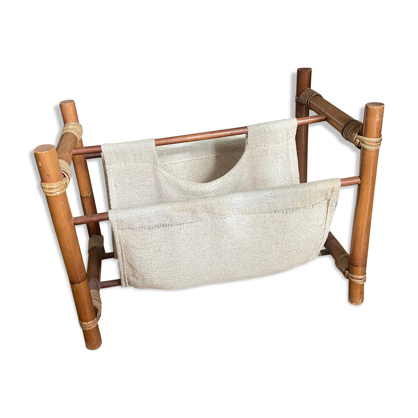 Magazine holders in wood and canvas 70s