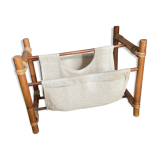 Magazine holders in wood and canvas 70s