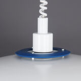 Danish design white metal rise and fall lamp, 1980s