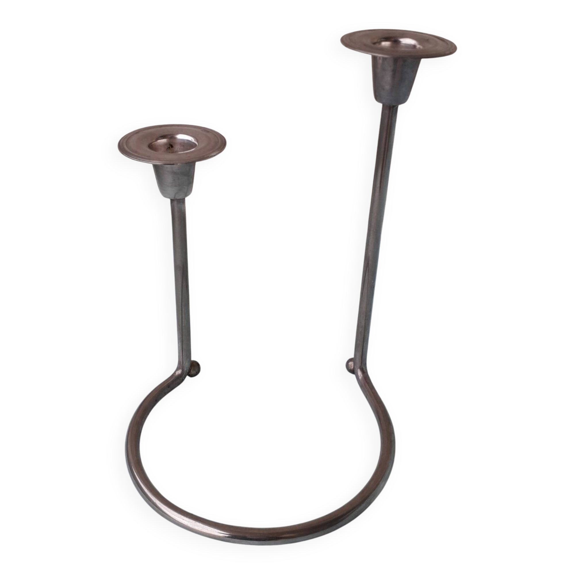 Double candlestick in silver-plated metal
