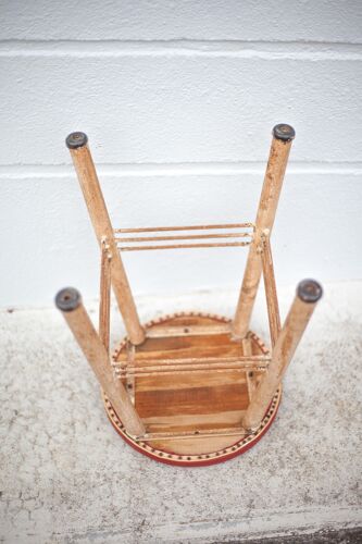 Tabouret vintage tabouret en fer assise skaï rouge tabouret industriel, tabouret d'appoint, stool